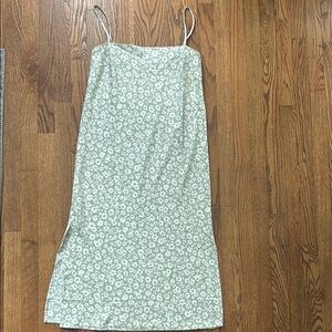 Floral Green Spaghetti Strap Dress